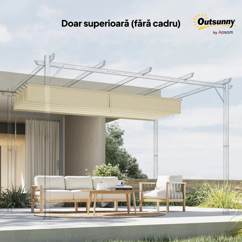 Outsunny Acoperiș de schimb pentru pergolă sau foișor de grădină 3x4 m din poliester, crem