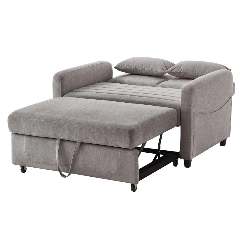 Adjustable Sofa Bed with 3-Level Backrest, Cozy Couch for Small Apartments, Living Rooms, or Bedrooms, 112L x 169W x 59H cm, Dark Grey
