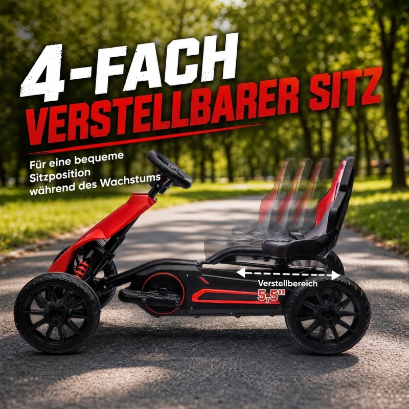 HOMCOM Elektro Go-Kart für Kinder 3-5km/h Gokart mit 2-Fach verstellbarem Geschwindigkeit, Sicherheitsgurt, EVA-Räder für 3-8