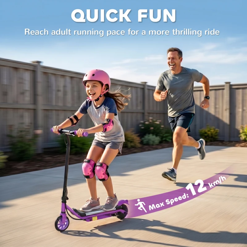 AIYAPLAY Electric Scooter for Kids Aged 6-14 Years, with Colourful Lights, Purple