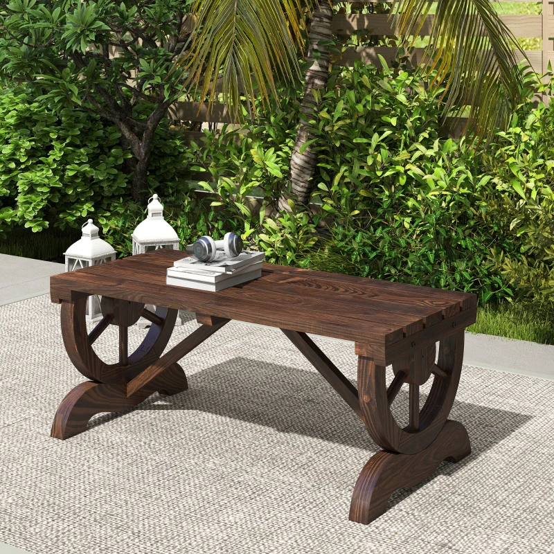 Outsunny Tuinbank bank tuinmeubelen rustieke bank massief hout bruin