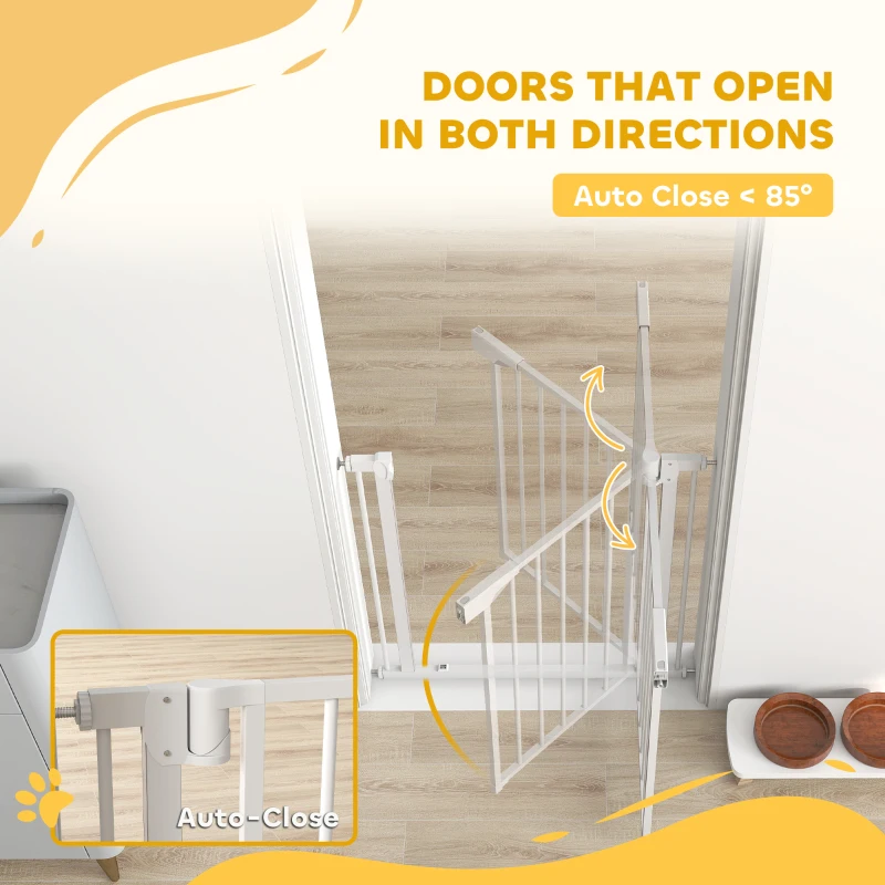 PawHut Baby Gate, Pet Safety Gate Pressure Fit, 76-81cm Wide with Two-Way Open, One-Hand Opening