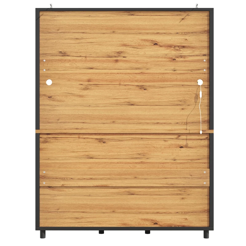 Tall Multi‑Purpose Storage Cabinet with App‑Controlled LED Lighting, Retro-Style Kitchen Hutch for Kitchen or Living Spaces, 140L x 40W x 185H cm, Black