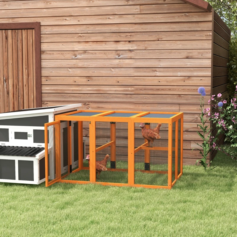 PawHut Hühnerstall für 1-3 Hühner, Holzrahmen, Stahldraht, erweiterbares Design, Holzsitzstangen, Orange