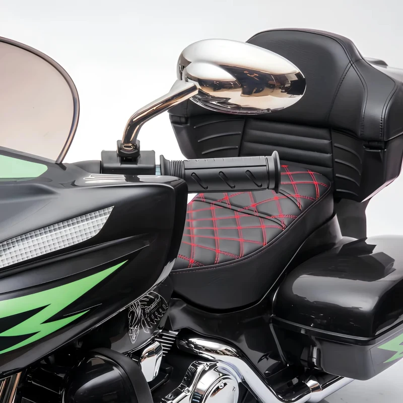 Moto elettrica 12V per bambini, ampio vano portaoggetti e sedile morbido in PU, 110x48x68 cm, Nero