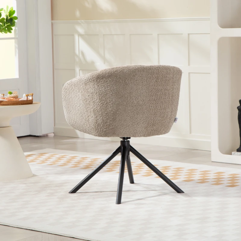 HOMCOM Fauteuil, Polsterstoel met comfortabele zitkuip, draaibaar, knuffelzachte bekleding, tot 120 kg, Lichtbruin