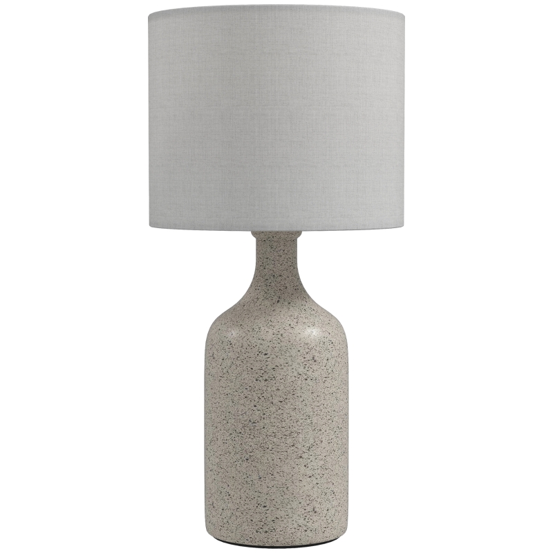HOMCOM Tafellamp tafellamp, nachtlamp bureaulamp met keramische voet, linnen kap, 22x22x45 cm Zandbruin+Wit