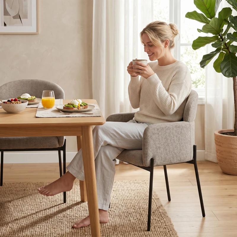 HOMCOM Sessel Wohnzimmer Loungesessel mit Chenille-Optik, Armlehnen, Metallbeinen für Schlafzimmer, Hellbraun