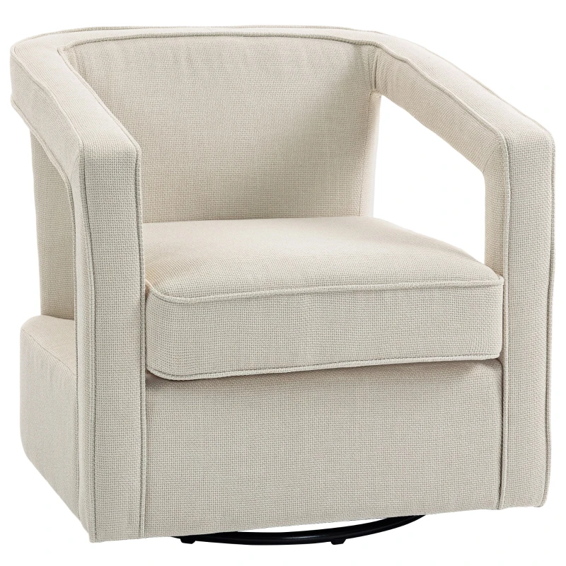 HOMCOM Fauteuil woonkamer 360° draaibaar loungestoel relaxfauteuil met eendelige rugleuning en armleuningen 77 x 75 x 72 cm Beige