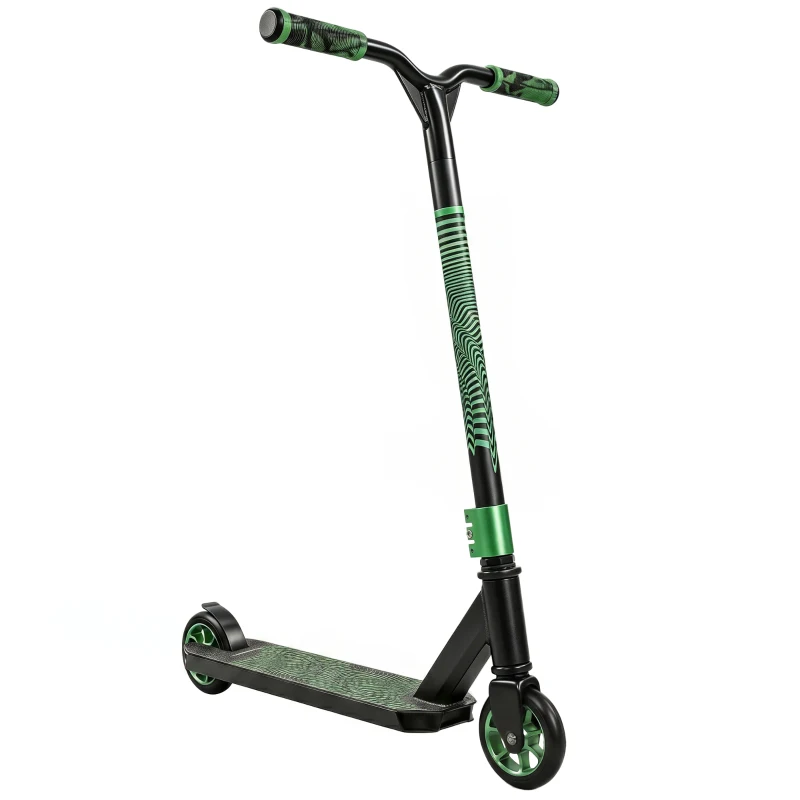 SPORTNOW Scooter Acrobático para Trucos Patinete Freestyle con Rodamientos ABEC-9 Ruedas 120 mm Giro 360° para Skatepark Verde