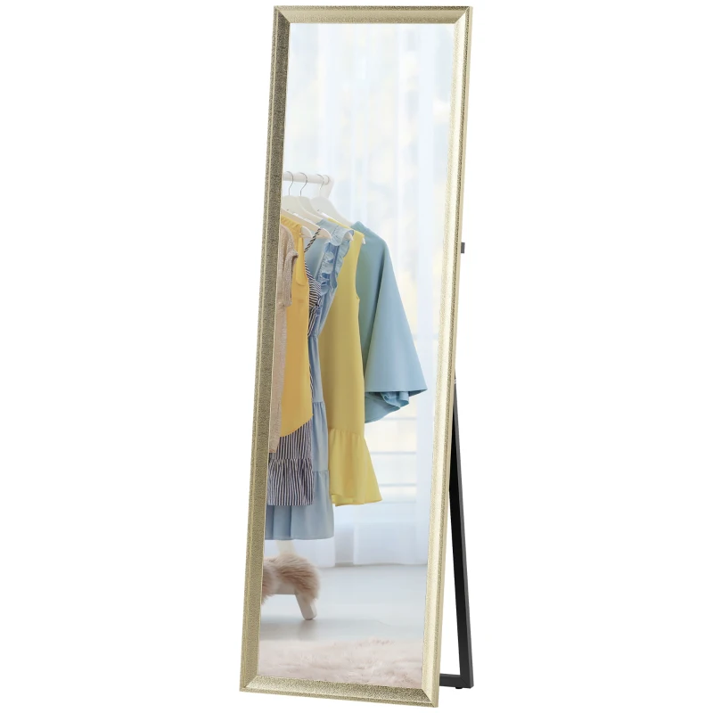 HOMCOM Staande Spiegel, flexibel plaatsbaar, 160 x 50 cm, Goudtint