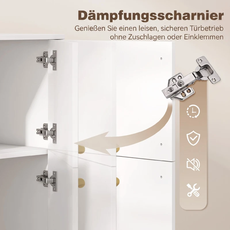 HOMCOM Modernes Sideboard, 105,4 cm Buffet mit Metallfüßen, für Esszimmer & Küche, Cremeweiß