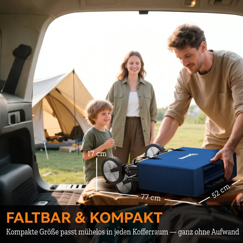 Outsunny Bollerwagen Handwagen mit faltbar Bremsen Verstellbarem Griff 68 KG Belastbar für Garten Einkauf Shopping