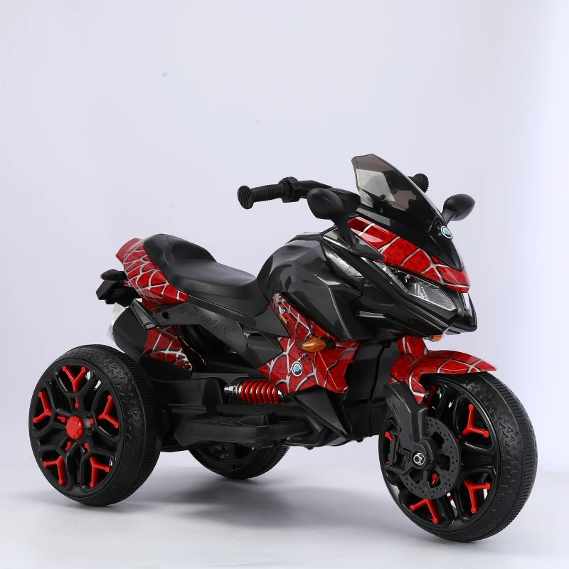 Moto elettrica per bambini 3‑ruote, con musica Bluetooth, avviamento a chiave e vano portaoggetti, 115x59x73 cm, Rosso