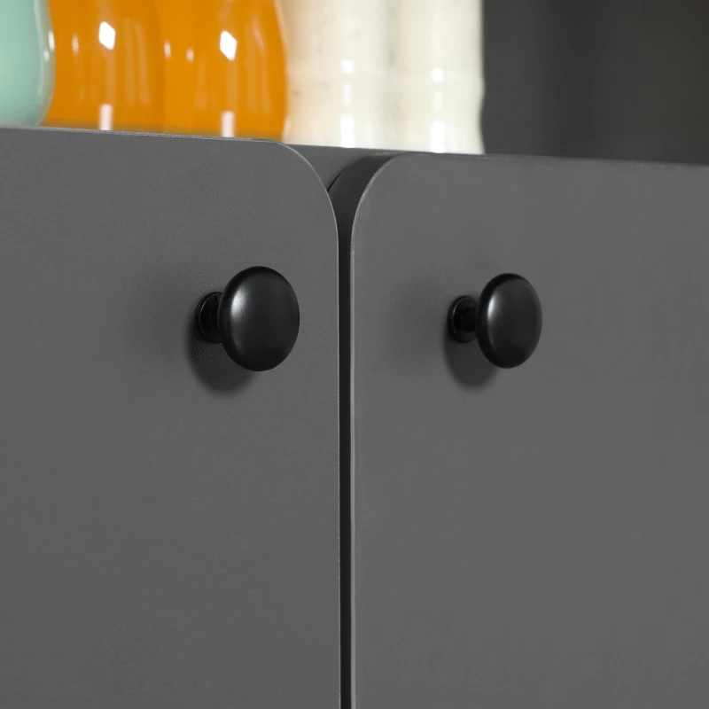 HOMCOM Klaptafel Rollenkast, twee klapbare tafelzijden, kastvak, 4 wielen, Lichtgrijs + Donkerbruin, 70 x 83 x 75cm(m-9)