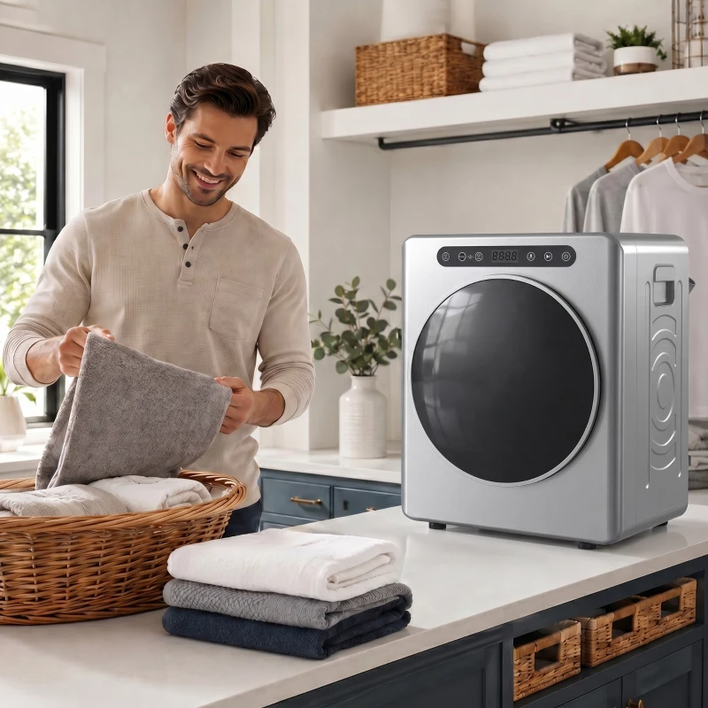 HOMCOM 5kg Ablufttrockner, 1000W Kompakter freistehender Frontlader-Wäschetrockner mit Edelstahltrommel, Timer, Silber