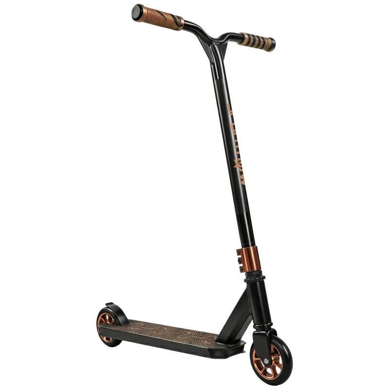 SPORTNOW Trotinete Acrobática com Guiador 360° Rolamentos ABEC-9 Rodas de PU de 120 mm Estrutura de Alumínio 66x47x81 cm Dourado