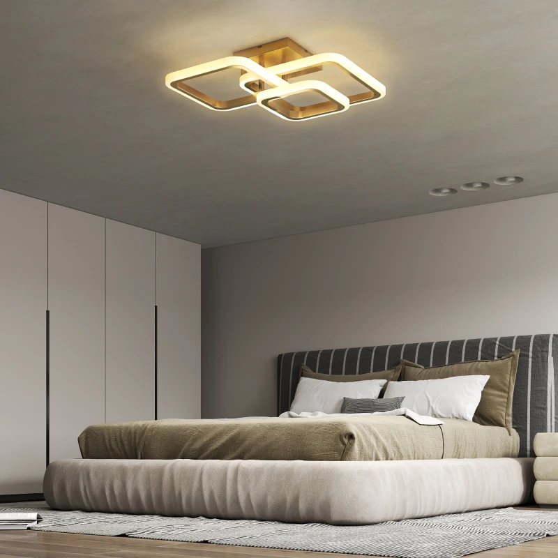 HOMCOM LED-plafondlamp 40W 4300LM 3500K/4500K/6000K plafondlamp 3-hoekige woonkamerlamp, 48 x 46 x 13 cm, goud