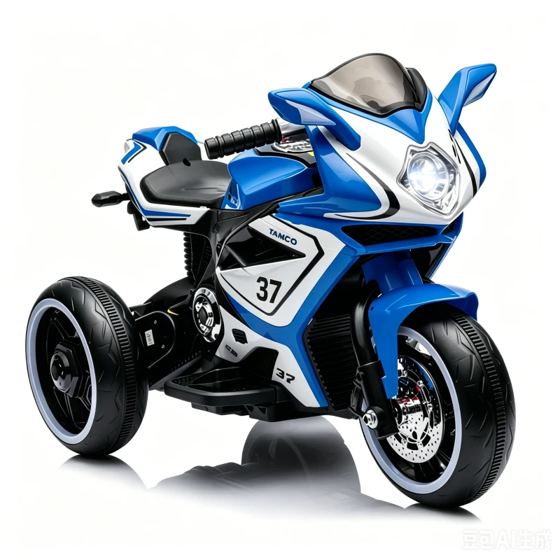 Moto elettrica per bambini, ruote luminose, marcia avanti/indietro e indicatore batteria in tempo reale, 78,1x40,6x51,5 cm, Blu