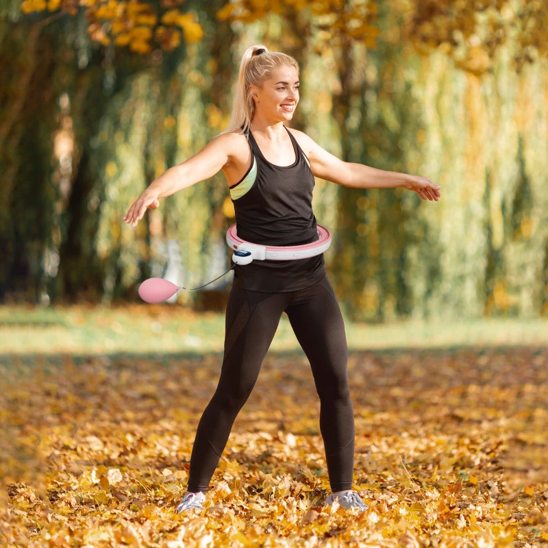 SPORTNOW Smart Hula Hoop Reifen Erwachsene mit Gewicht Kugel Zähler 16 Knoten (76-113cm) Rosa