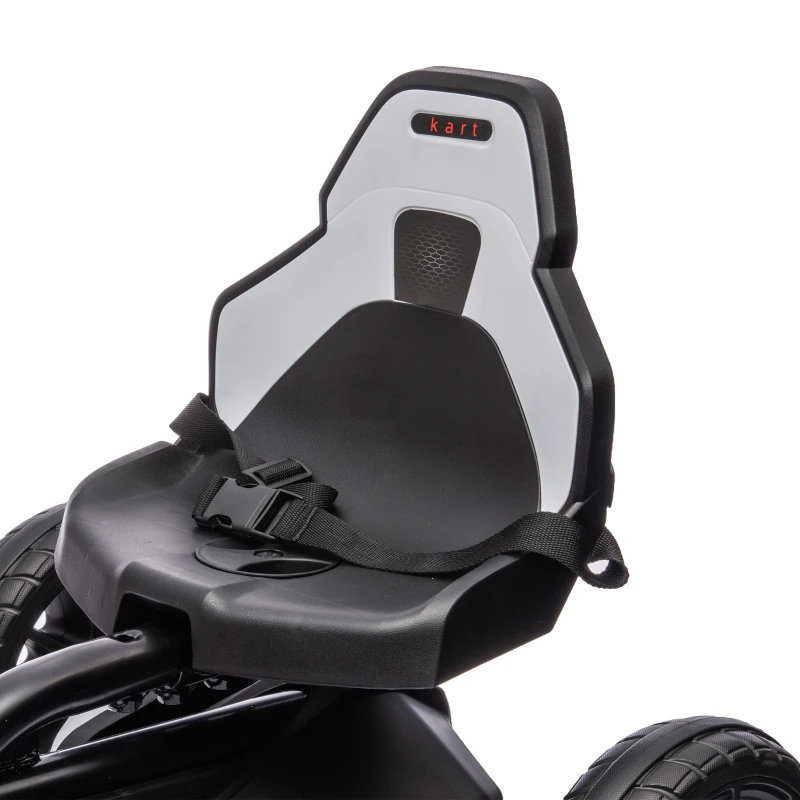 HOMCOM Go-Kart voor Kinderen, Elektrische Kart, tot 5 km/u, Veiligheidsgordel, Zit met Rugleuning, Kunststof, Metaal, Wit(m-12)