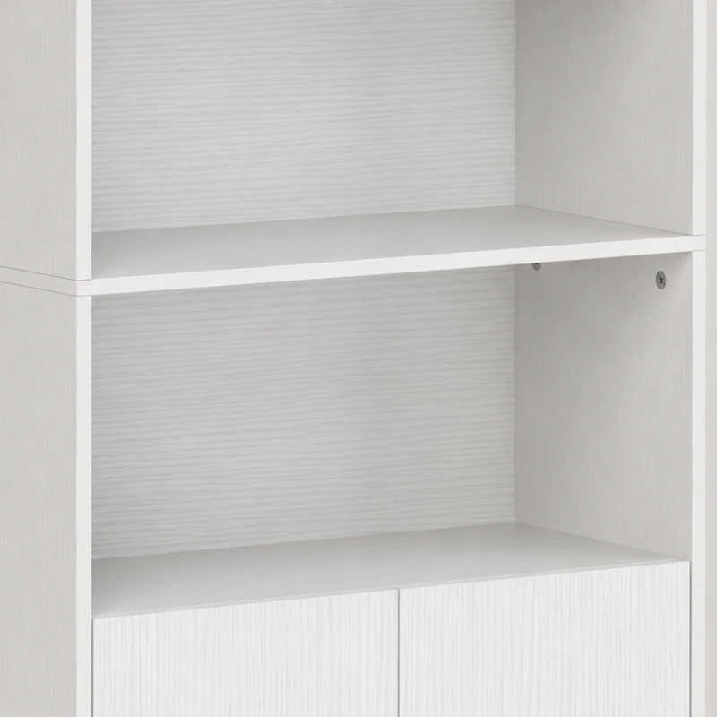 HOMCOM Alacena de Cocina Alta con 4 Puertas con Bisagras de Cierre Suave Estantes Ajustables 2 Compartimentos Abiertos Blanco