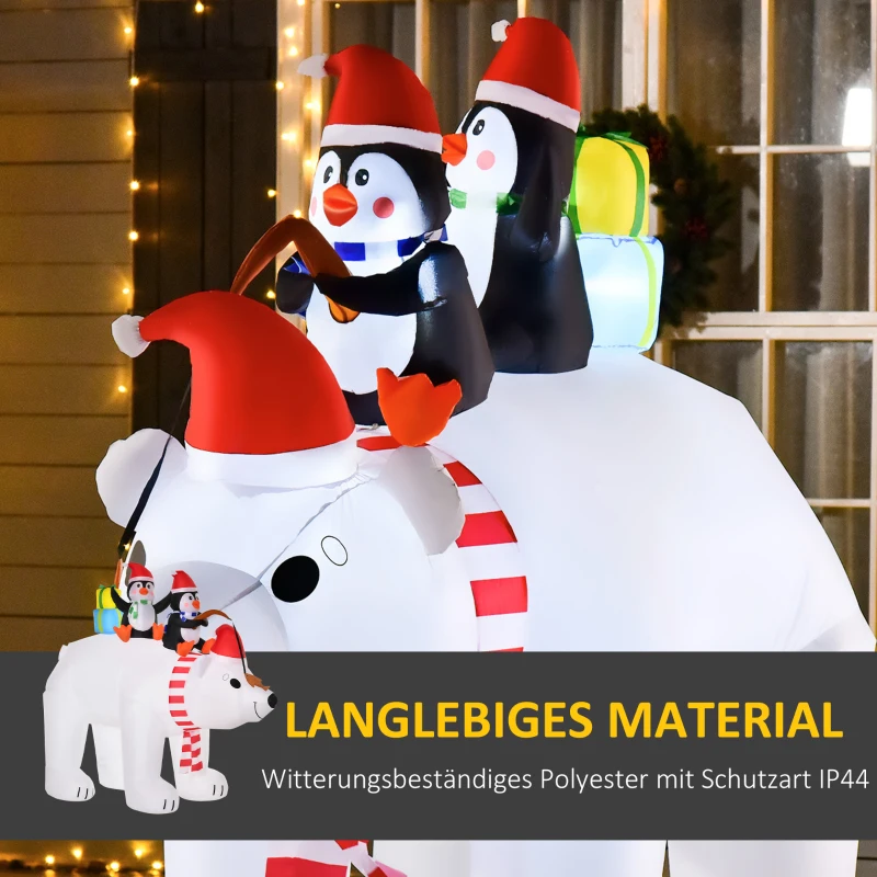 Outsunny Opblaasbare pinguïns op ijsbeer, decoratie
