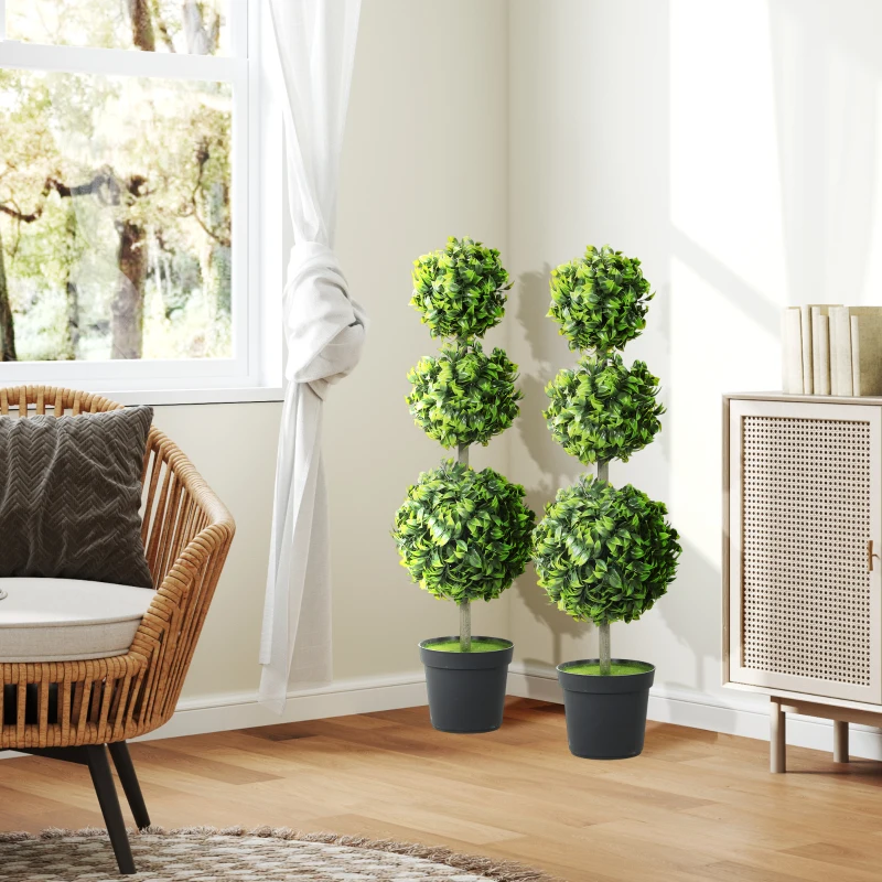 HOMCOM Kunstplanten in pot, kunststof bladeren, beflockte aarde, groen