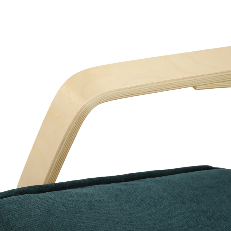 HOMCOM Silla Mecedora con Reposapiés Ajustable en 5 Posiciones Reposabrazos de Madera Acolchado Doble Capa Verde Oscuro