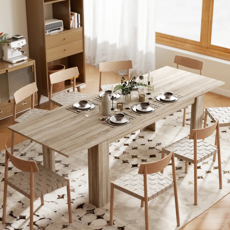 HOMCOM Uitschuifbare Eettafel, uitbreidbaar van 180 naar 260 cm, voor 6-10 personen, Hout(m-2)