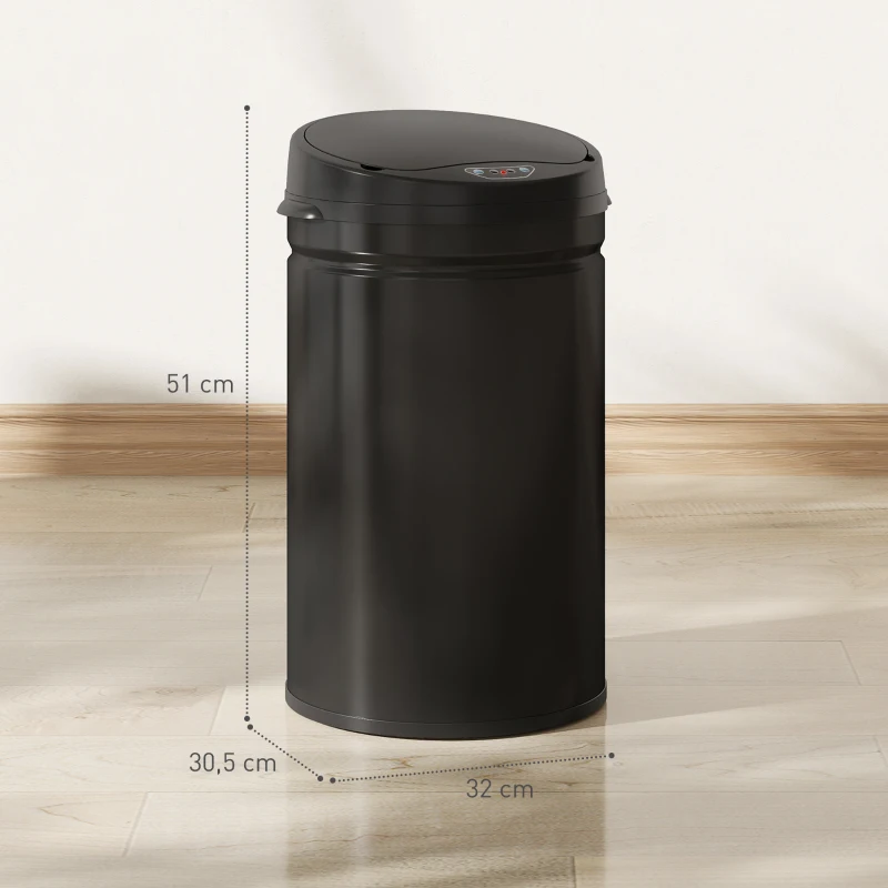 HOMCOM 30 Liter Sensor-prullenbak met Soft-Close-functie, contactloze afvalbak van roestvrij staal voor hygiënische keukens