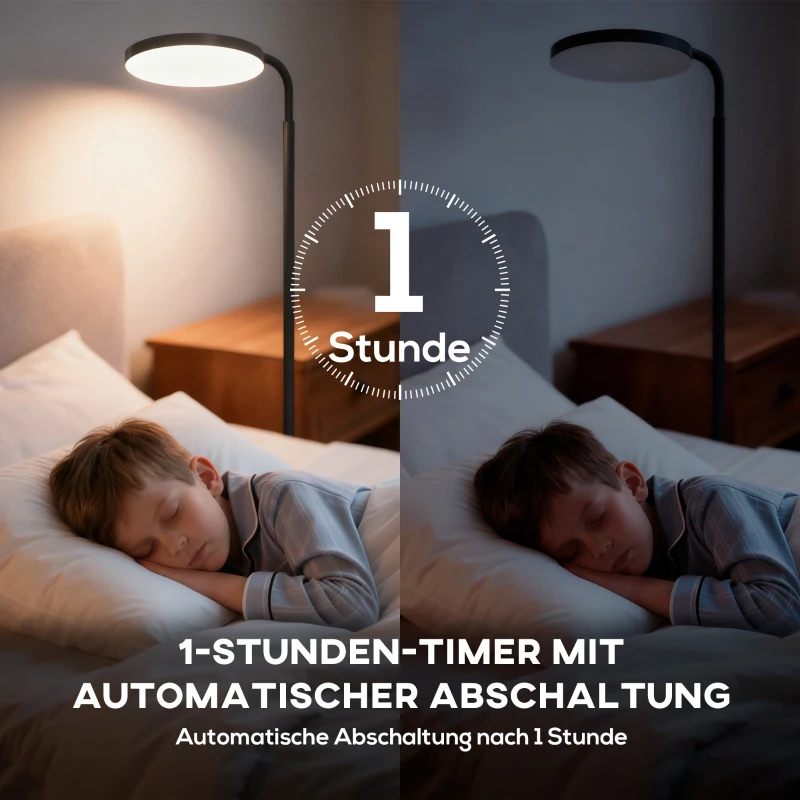 HOMCOM LED-vloerlamp met magnetische afstandsbediening, flexibel verstelbaar, draaibaar, metaal, zwart