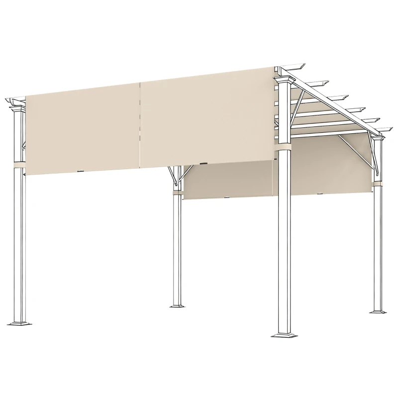 Outsunny Copertura per Gazebo Pergola 3x3 m in Poliestere con Tasche e Cinghie, 488x122 cm, color Kaki