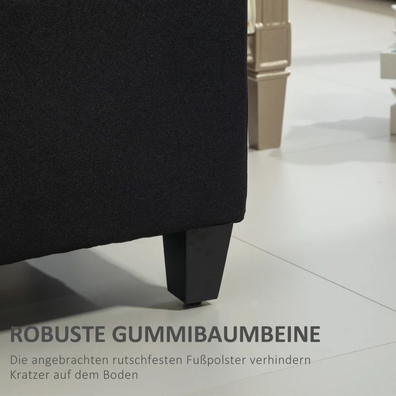 HOMCOM Zitbank met Opbergruimte, Halbank, Linnenachtig Polyester, Rubberhout, Zwart, 100 x 40 x 44 cm(m-5)