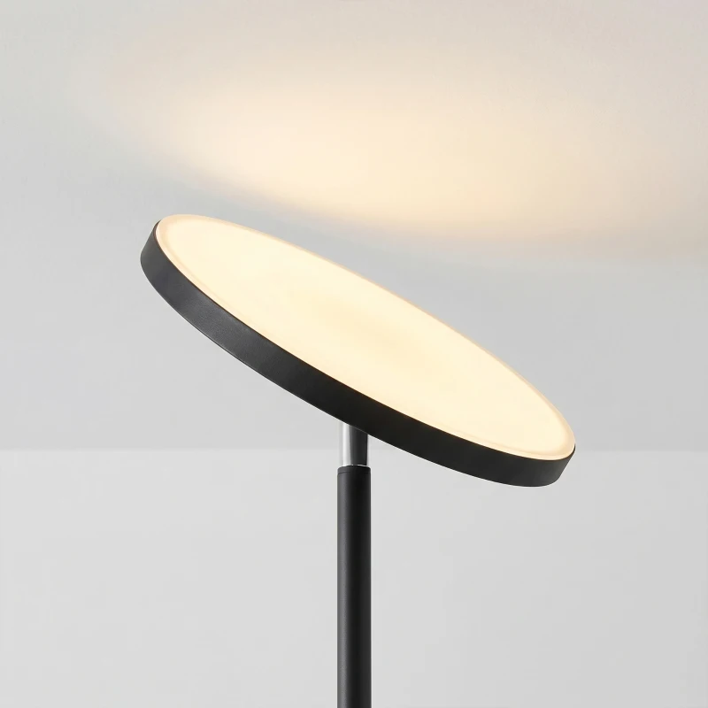 HOMCOM RGB Uplighter Staande Lamp – Dimbaar, Afstandsbediening & Touch, 350° Draaibare Kop, Zwart