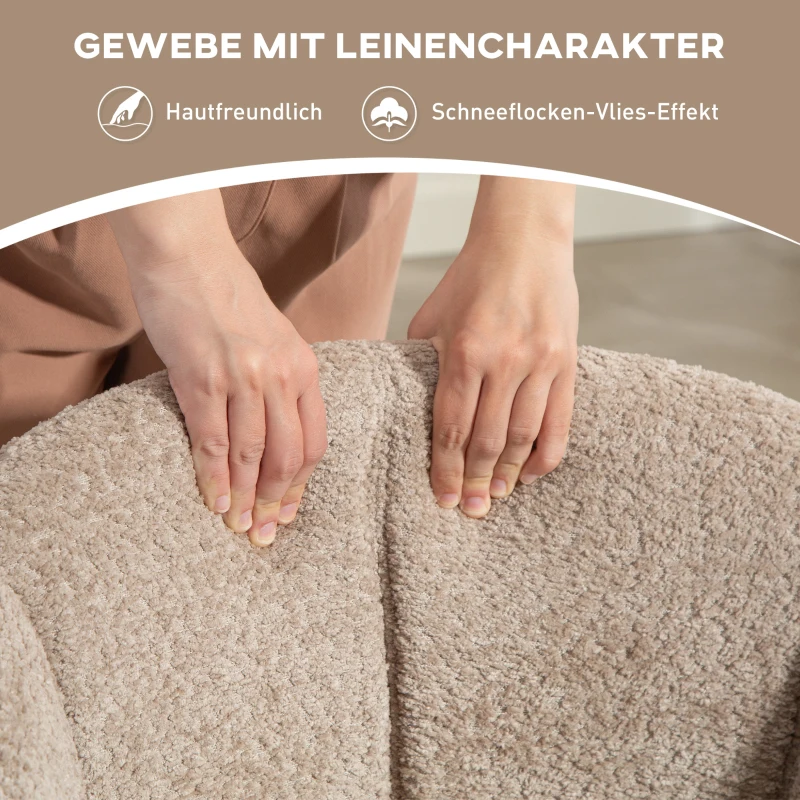 HOMCOM Fauteuil, Polsterstoel met comfortabele zitkuip, draaibaar, knuffelzachte bekleding, tot 120 kg, Lichtbruin