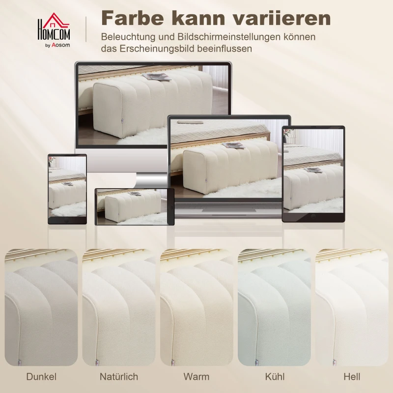 HOMCOM Moderne slaapkamerbank 110 x 40 x 44 cm — linnenlook, tot 220 kg, crèmewit(m-7)