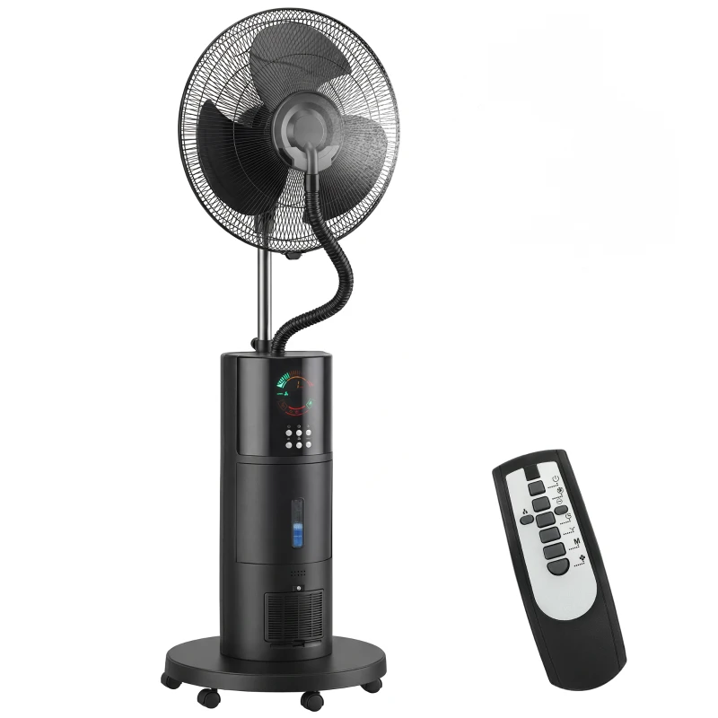 HOMCOM 4-in-1 Staande Ventilator met Waternevel, Luchtreiniger, Muggenbescherming, 9-uur Timer, 3 Modi, Afstandsbediening, Zwart