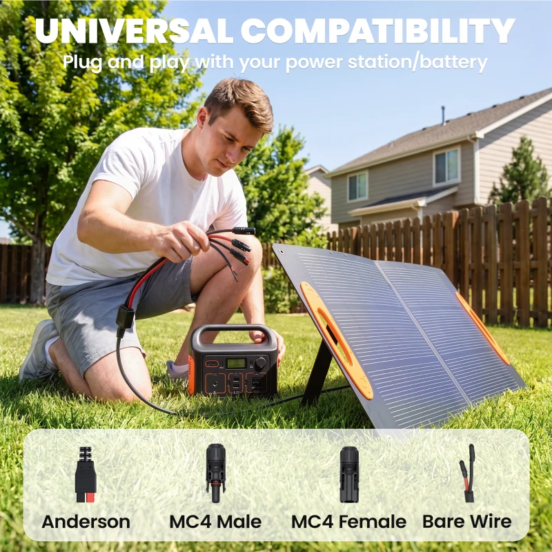 HOMCOM 100W Portable Solar Panel, Foldable Solar Charger with USB-A & USB-C Fast Charging Output, IP67 Waterproof for Mobile Phone Power Bank Flashlight Fans Camping Backpacking Hiking