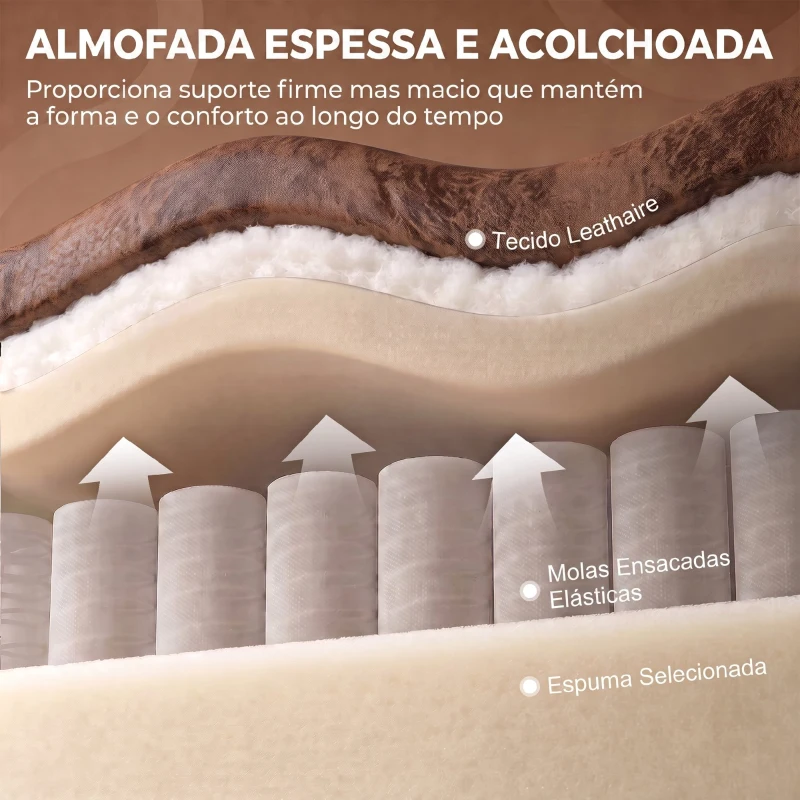 HOMCOM Cadeirão Relax Reclinável Manual em Pele Sintética com Montagem Rápida, Apoio para Pés e Acolchoamento Espesso Castanho