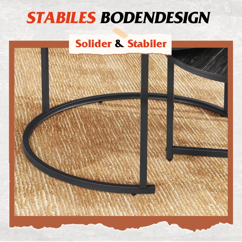Set di 2 tavolini da salotto, design 2‑in‑1 flessibile, design moderno, 80x80x48,2 cm, Nero