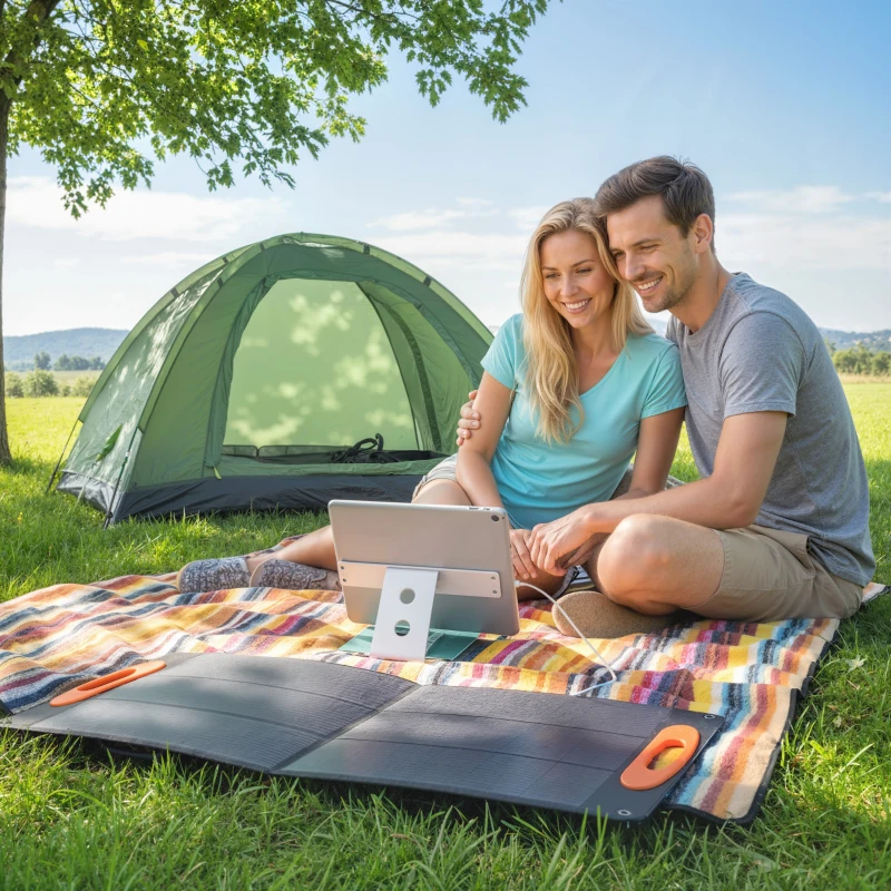 HOMCOM 100W Portable Solar Panel, Foldable Solar Charger with USB-A & USB-C Fast Charging Output, IP67 Waterproof for Mobile Phone Power Bank Flashlight Fans Camping Backpacking Hiking