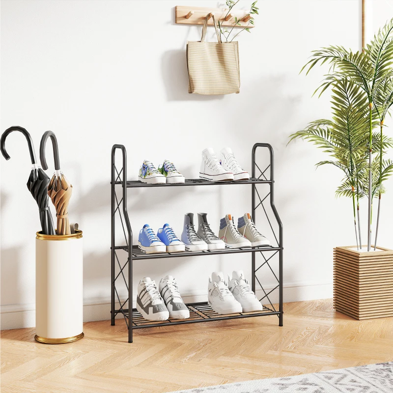 Outsunny Soporte para Plantas de 3 Niveles Estantería Metálica Resistente para Interior y Exterior 69x28,5x78 cm Negro