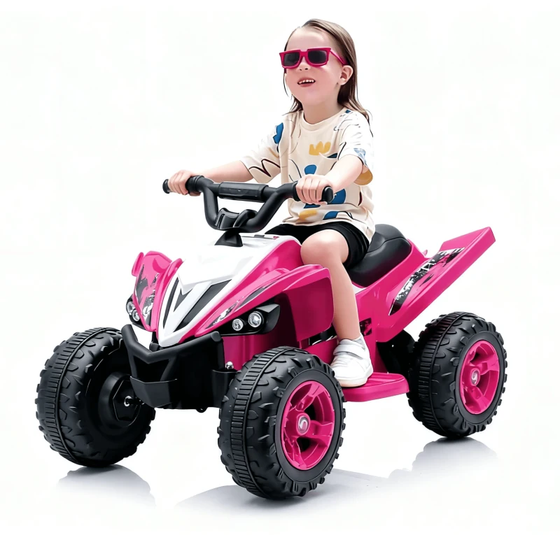 Kinder Quad elettrico 12V, due velocità (alta/bassa) e avanti/indietro, 85x55x55,3 cm, Rosa