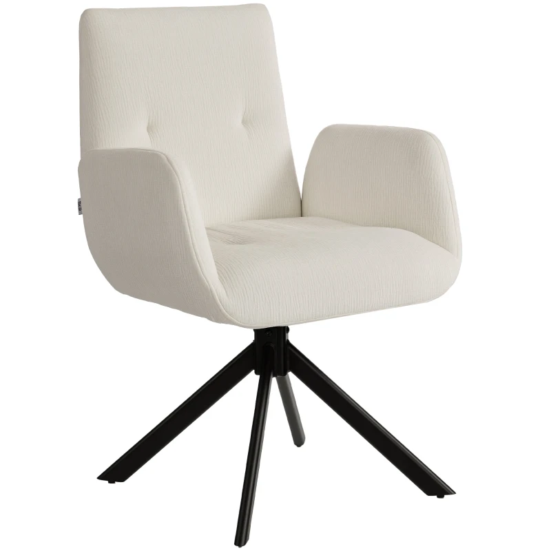 HOMCOM Gepolsterde fauteuil, accentfauteuil, modern design, draaibaar, tot 120 kg, crèmewit