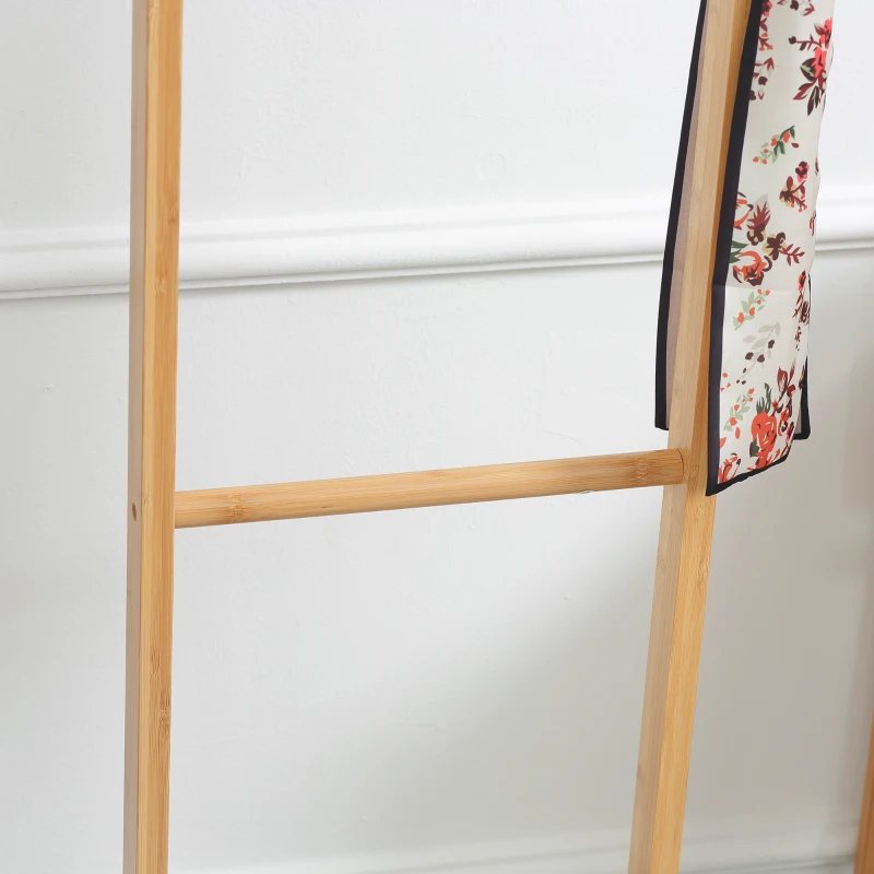 HOMCOM Moderne Kapstok, 2 Haken & 3 Rails, Stevig Bamboe, 36x24x168 cm, Natuur