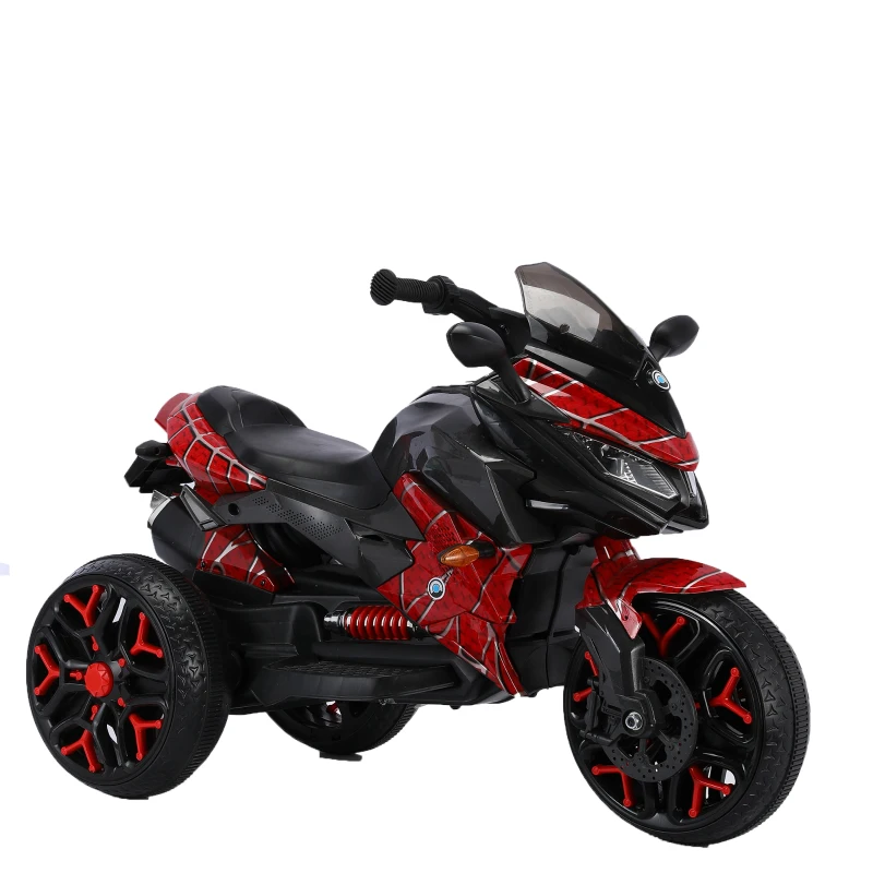 Moto elettrica per bambini 3‑ruote, con musica Bluetooth, avviamento a chiave e vano portaoggetti, 115x59x73 cm, Rosso