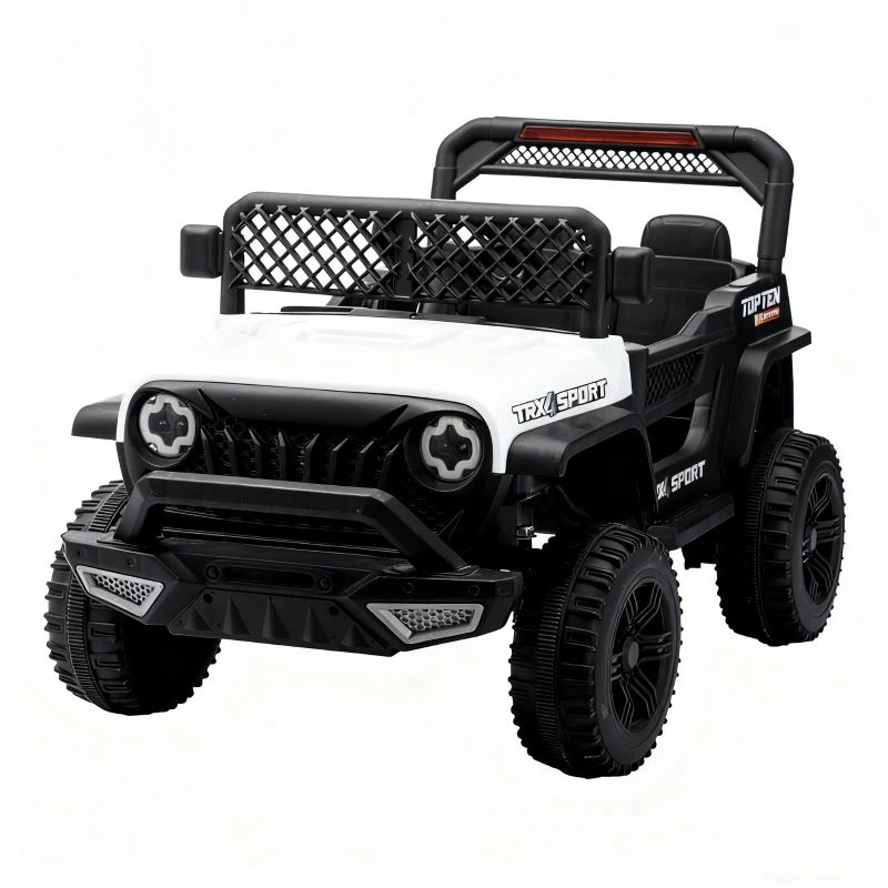 Auto elettrica per bambini 12V, telecomando per genitori e modalità di guida manuale, 96x59,2x58 cm, Bianco