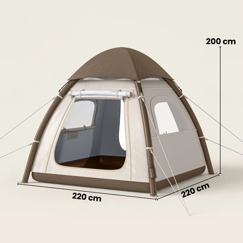 Outsunny Tienda de Campaña Inflable con Mosquitera Vestíbulo Bomba para 3–4 Personas UPF30+ Bolsa Montaje Rápido Impermeable