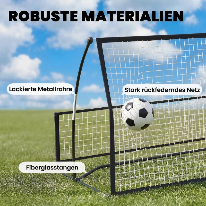 SPORTNOW Rebounder für Fußball, 2-in-1 Zweiseitig Faltbar Prellwand mit Rückprallwand Netz, 200 x 94cm, Schwarz